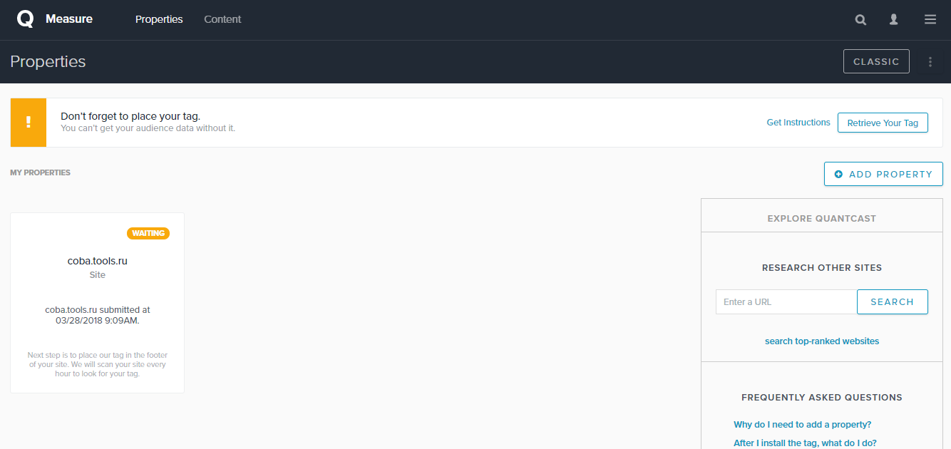 Скриншот (снимок экрана) Quantcast