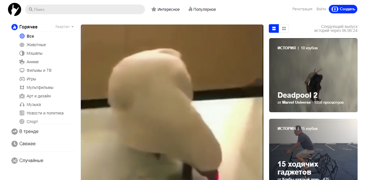 Скриншот (снимок экрана) Coub