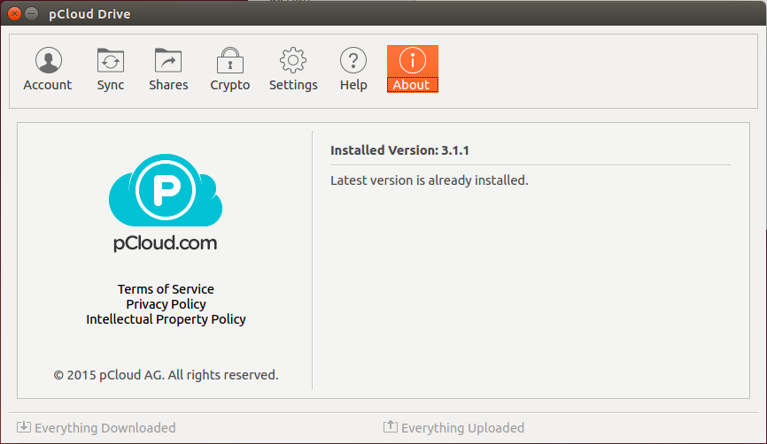 Скриншот (снимок экрана) pCloud