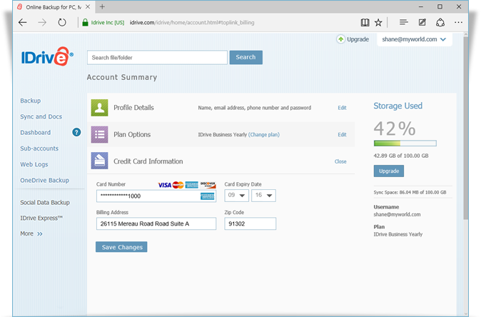 Скриншот (снимок экрана) IDrive