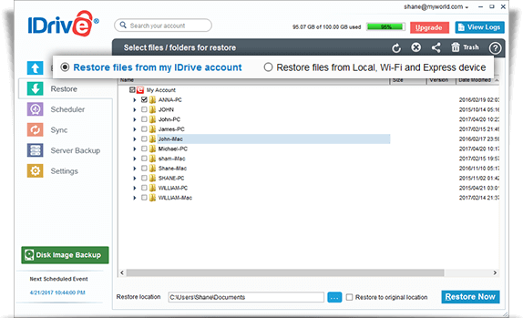 Скриншот (снимок экрана) IDrive