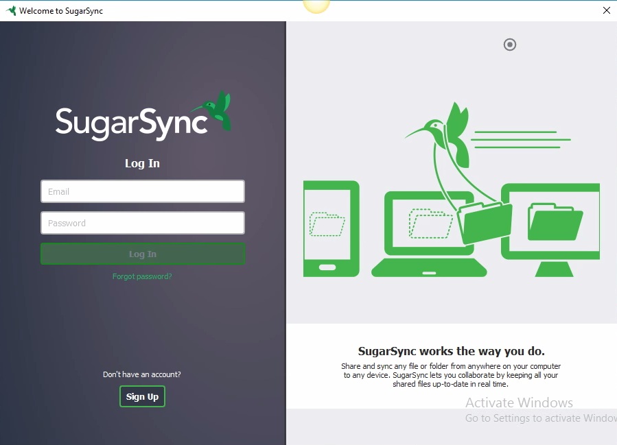 Скриншот (снимок экрана) SugarSync