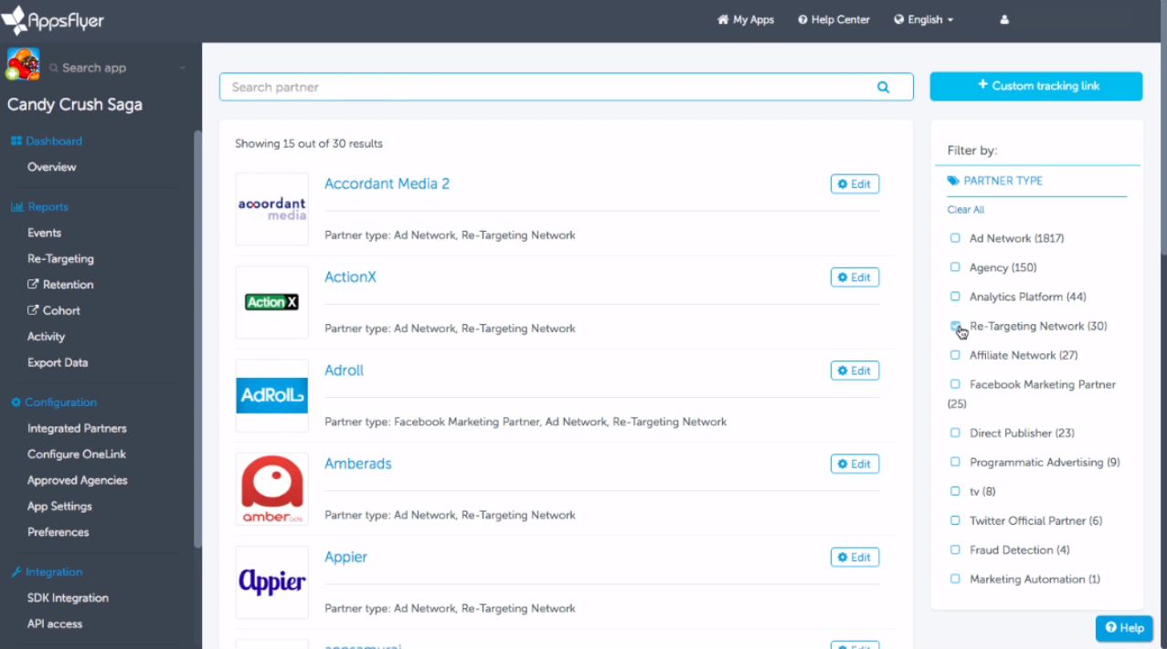 Скриншот (снимок экрана) AppsFlyer