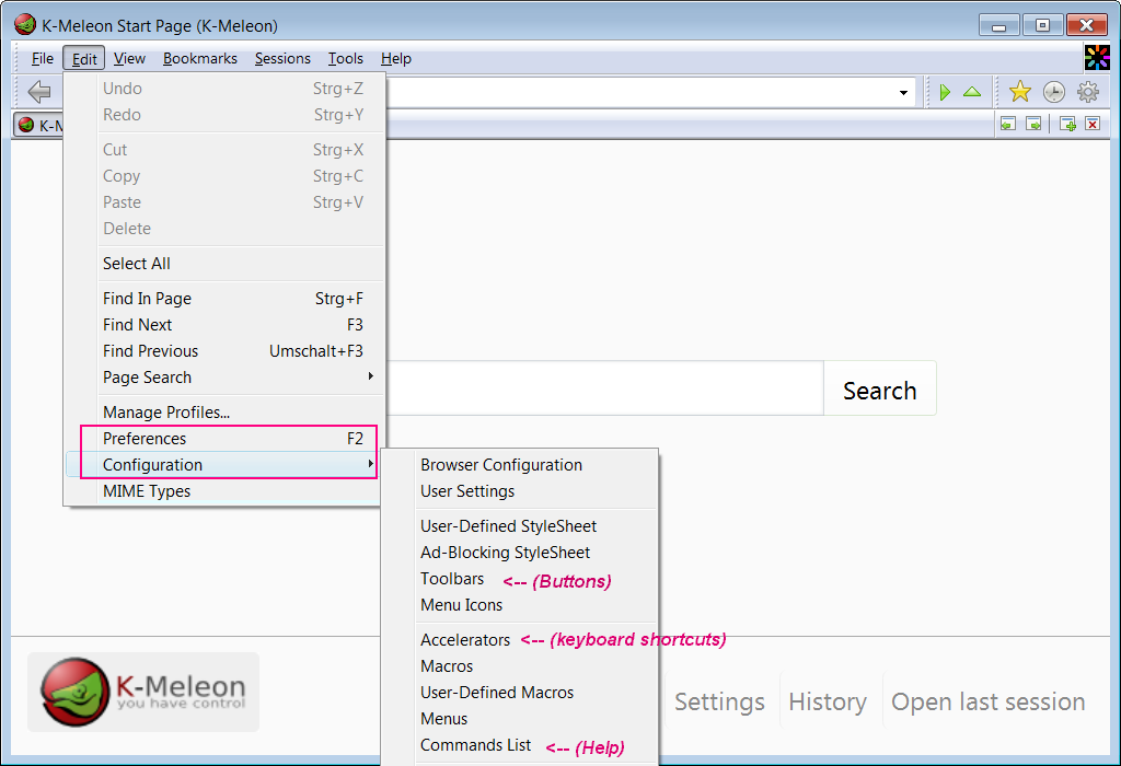 Скриншот (снимок экрана) K-Meleon