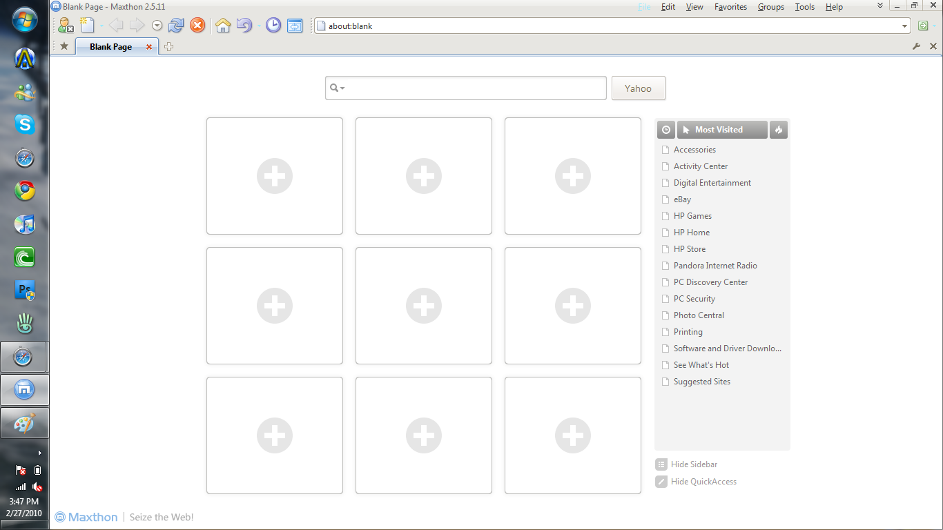 Скриншот (снимок экрана) Maxthon