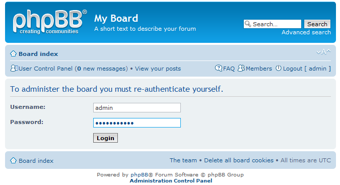 Скриншот (снимок экрана) phpBB