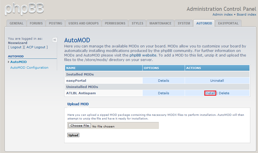 Скриншот (снимок экрана) phpBB