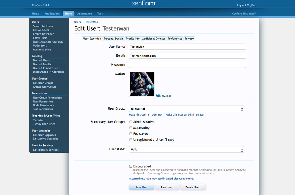 Скриншот (снимок экрана) XenForo