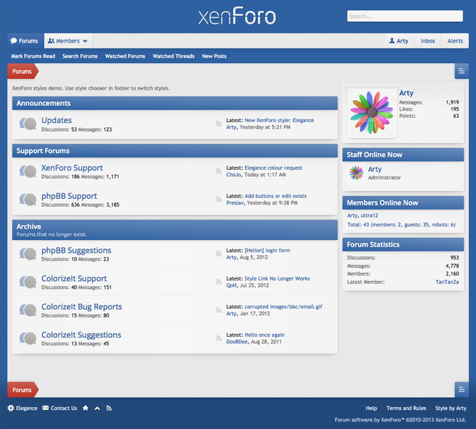 Скриншот (снимок экрана) XenForo