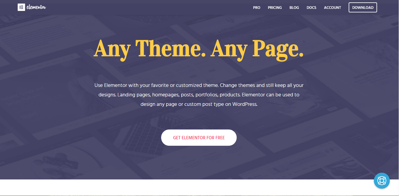 Скриншот (снимок экрана) Elementor