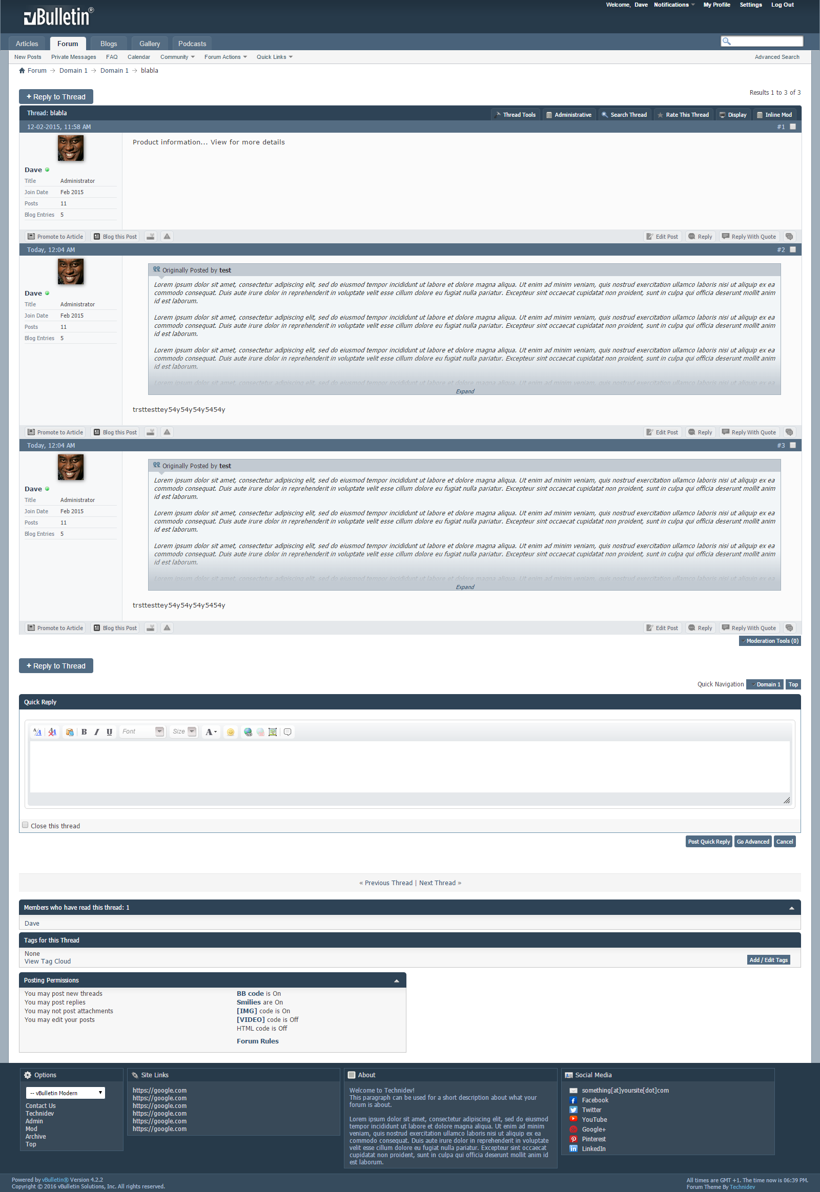 Скриншот (снимок экрана) vBulletin