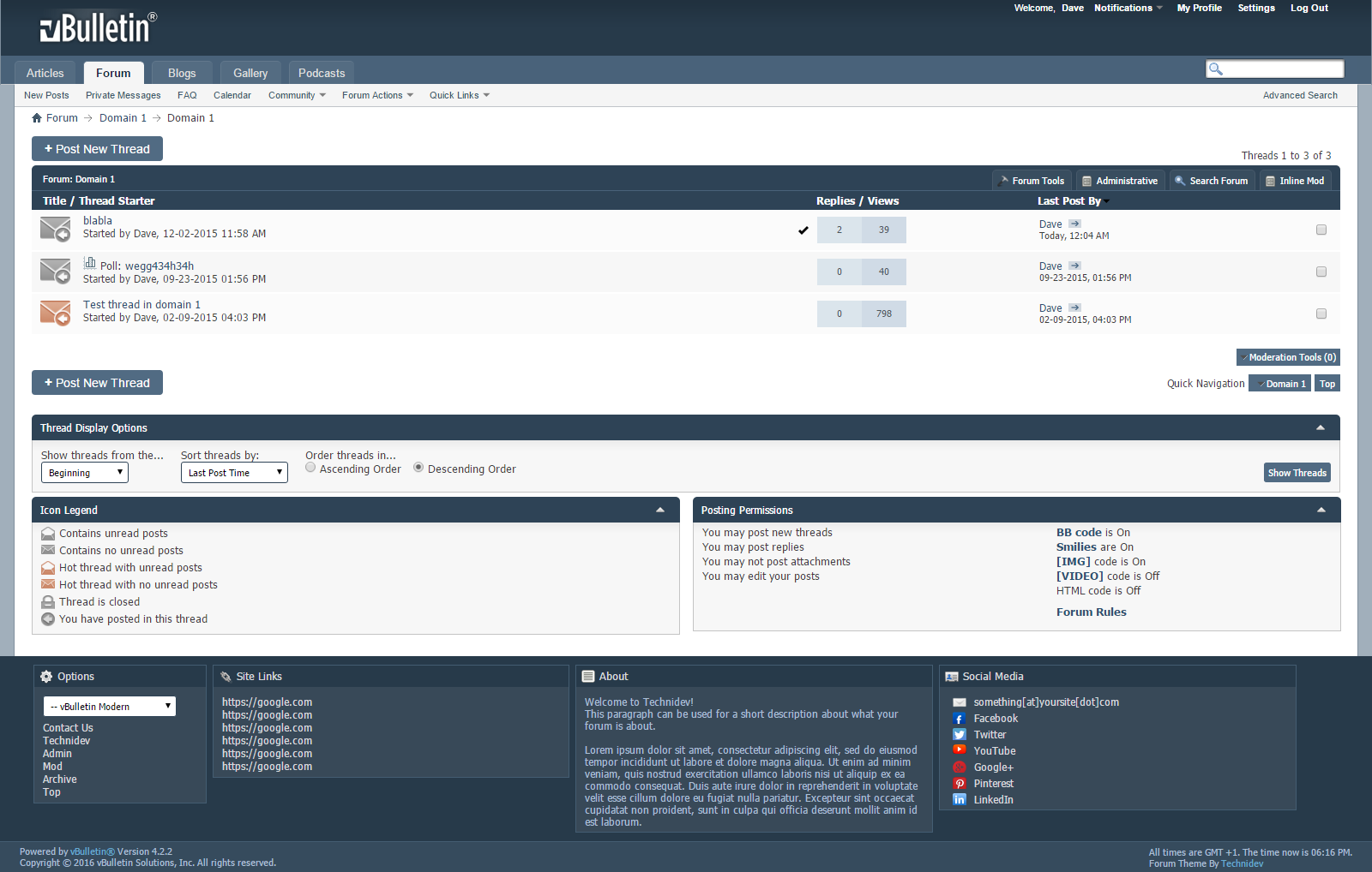 Скриншот (снимок экрана) vBulletin