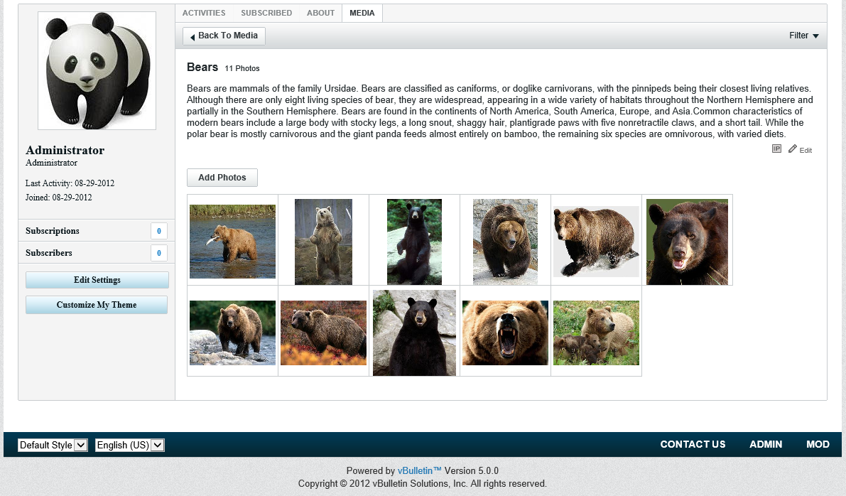 Скриншот (снимок экрана) vBulletin