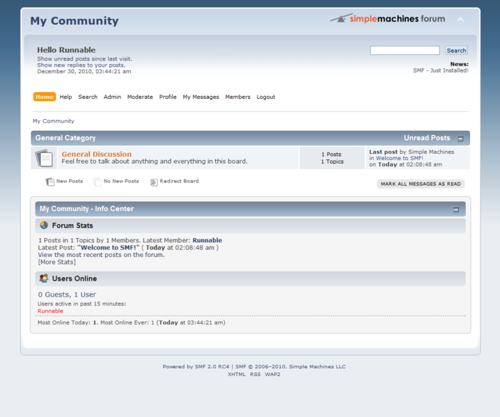 Скриншот (снимок экрана) Simple Machines Forum