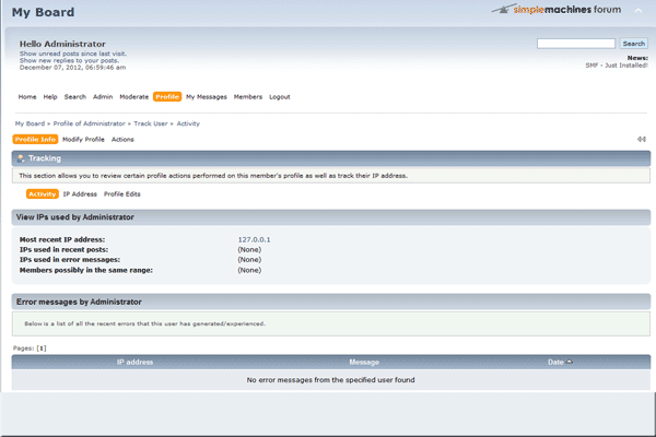 Скриншот (снимок экрана) Simple Machines Forum