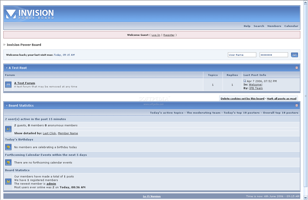 Скриншот (снимок экрана) Invision Power Board