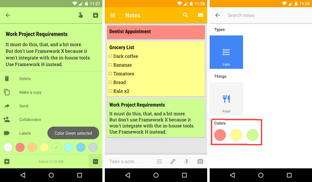 Скриншот (снимок экрана) Google Keep