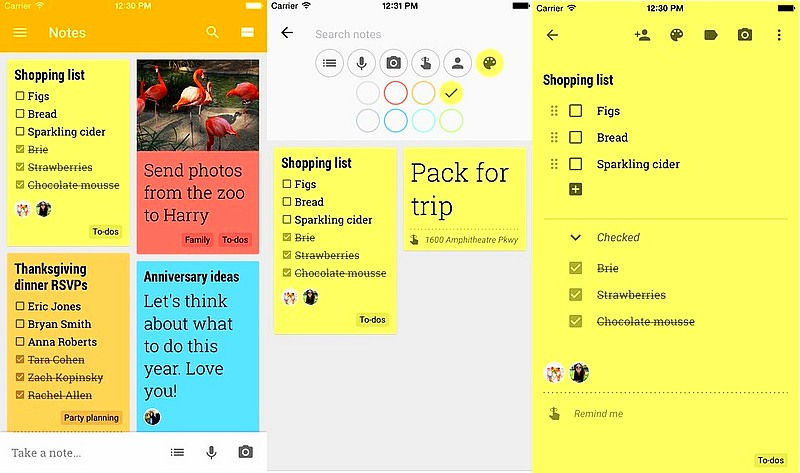 Скриншот (снимок экрана) Google Keep