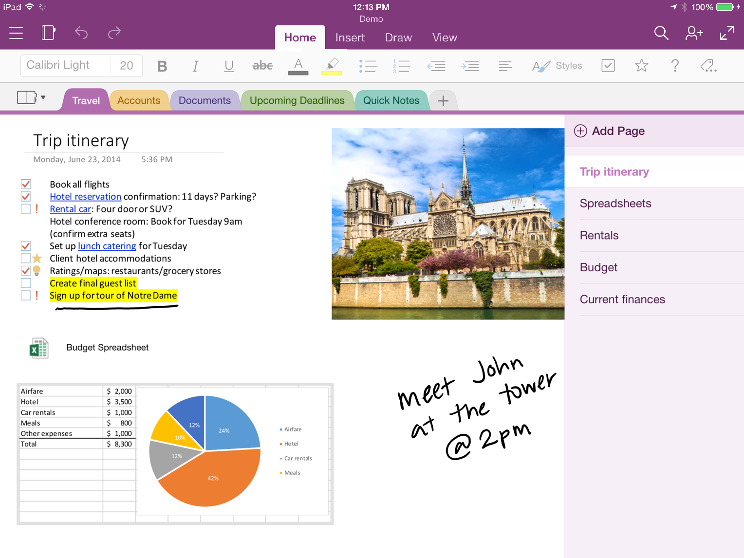 Скриншот (снимок экрана) Onenote