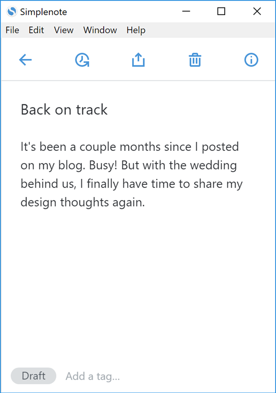 Скриншот (снимок экрана) Simplenote