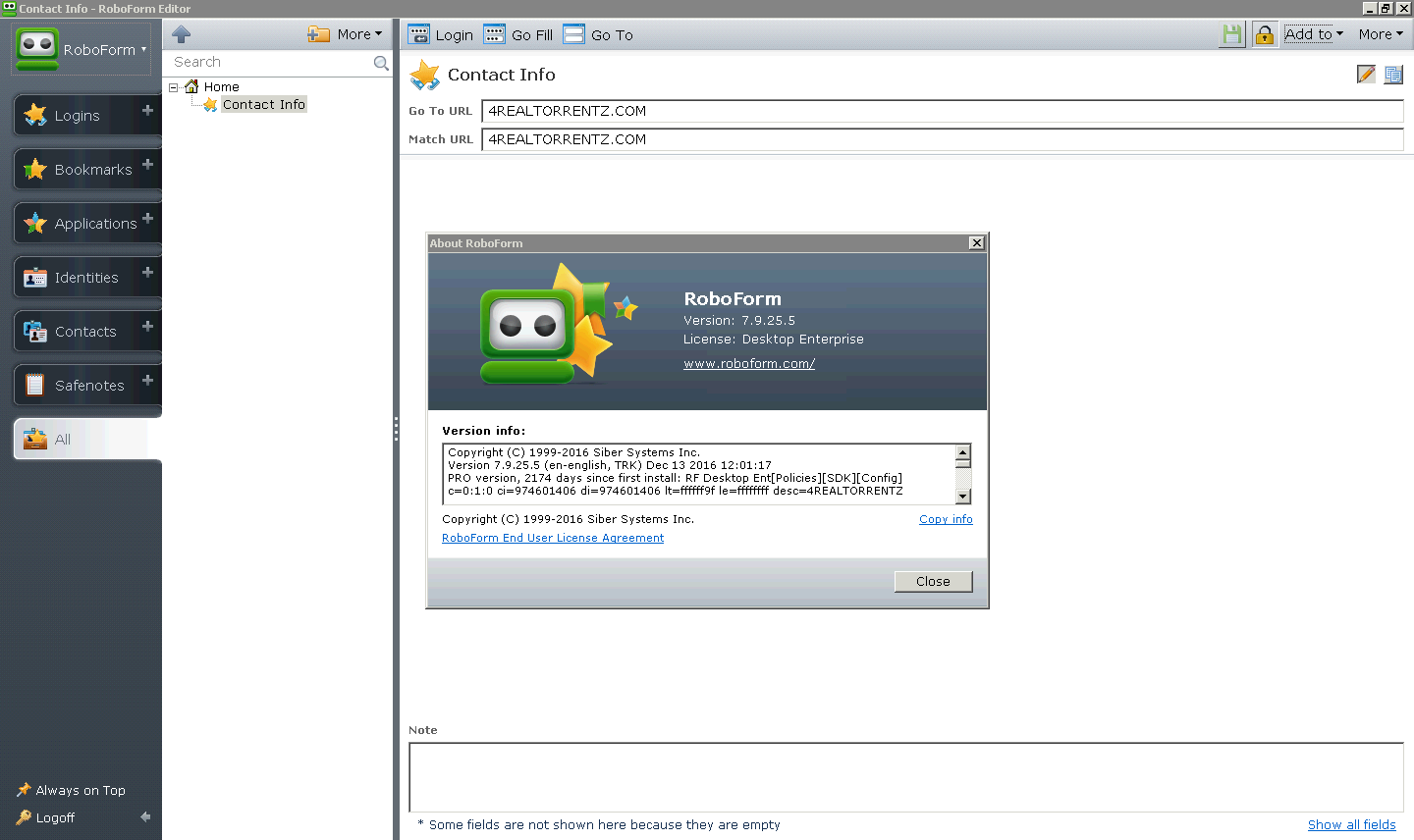 Скриншот (снимок экрана) RoboForm