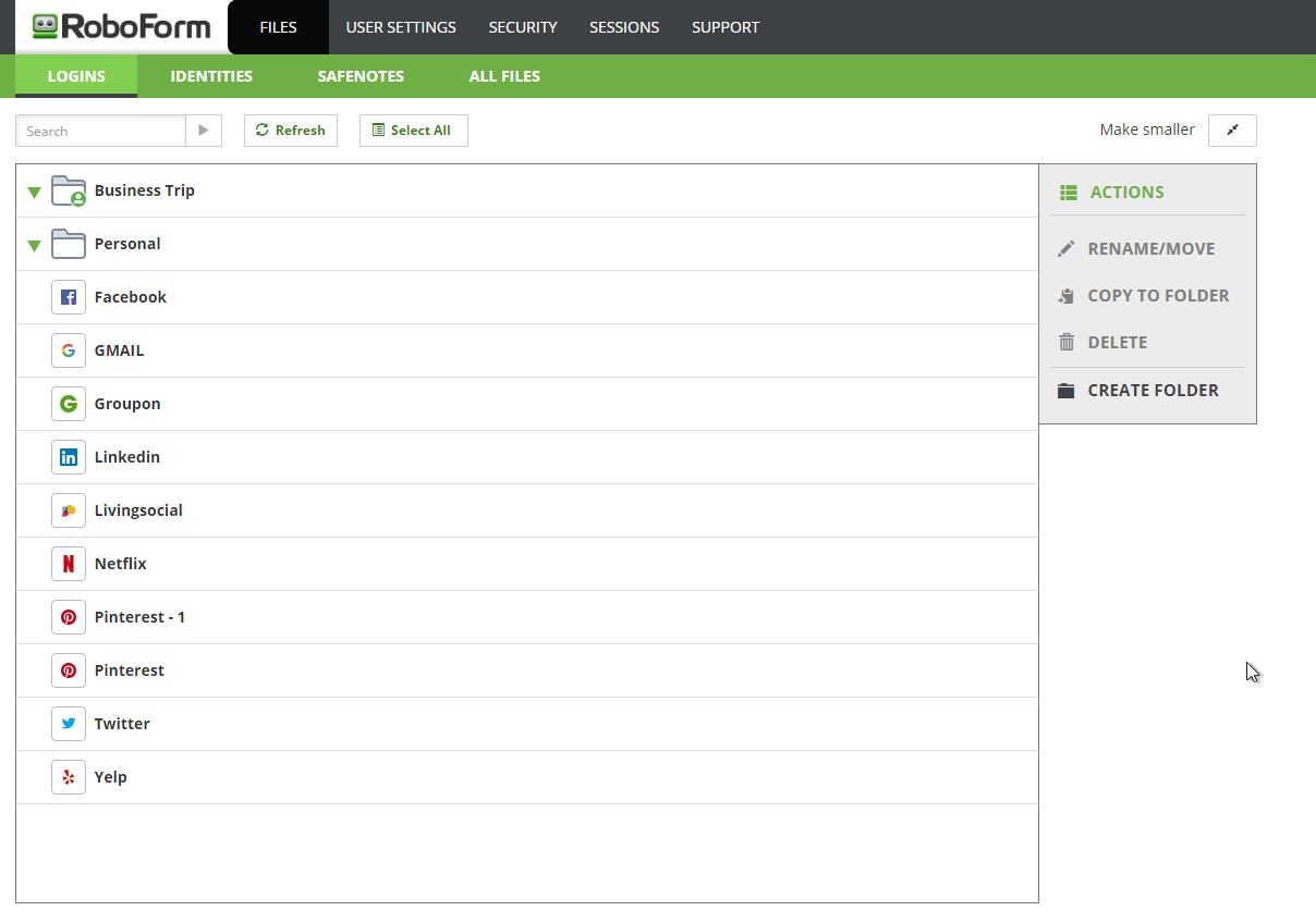 Скриншот (снимок экрана) RoboForm