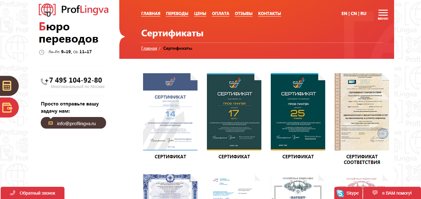 Скриншот (снимок экрана) ProfLingva