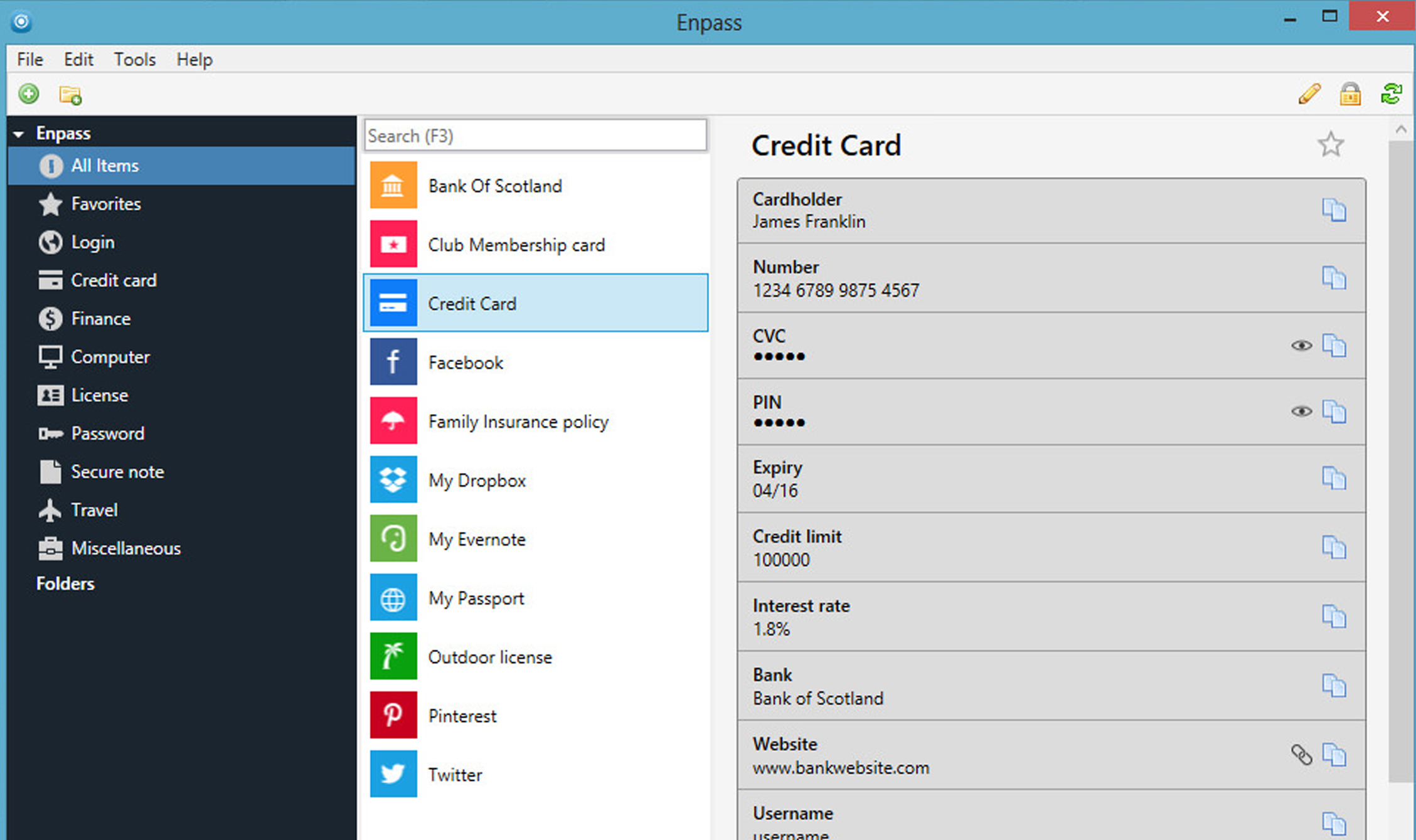 Скриншот (снимок экрана) Enpass