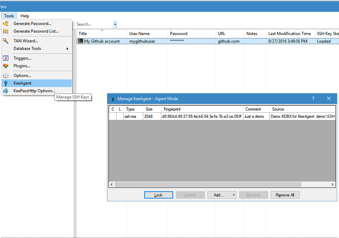 Скриншот (снимок экрана) KeePass