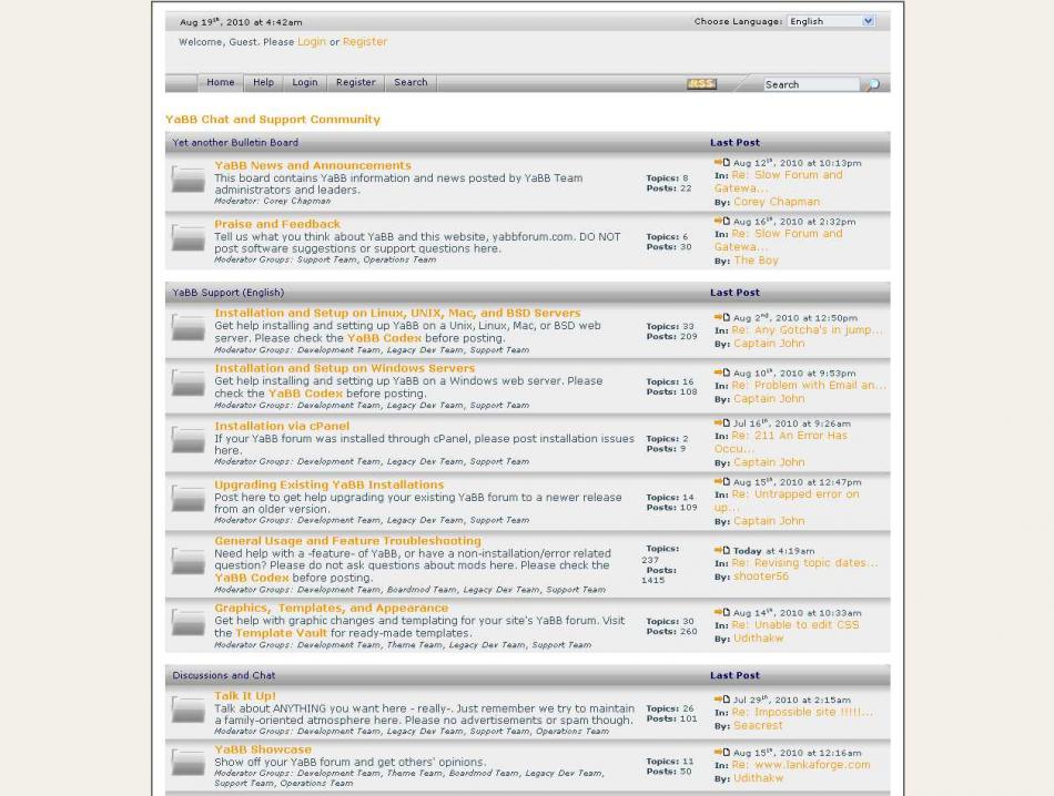 Скриншот (снимок экрана) YaBB