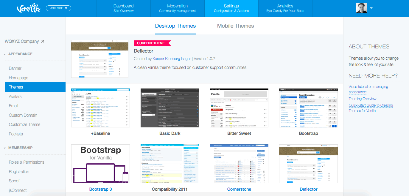 Скриншот (снимок экрана) Vanilla CMS