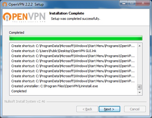 Скриншот (снимок экрана) OpenVPN