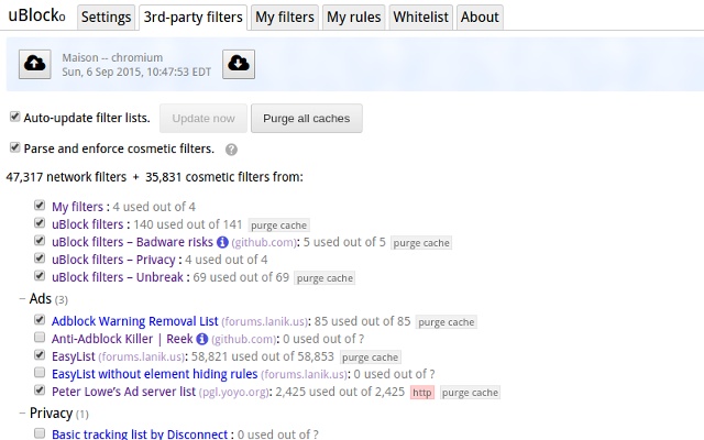 Скриншот (снимок экрана) uBlock Origin