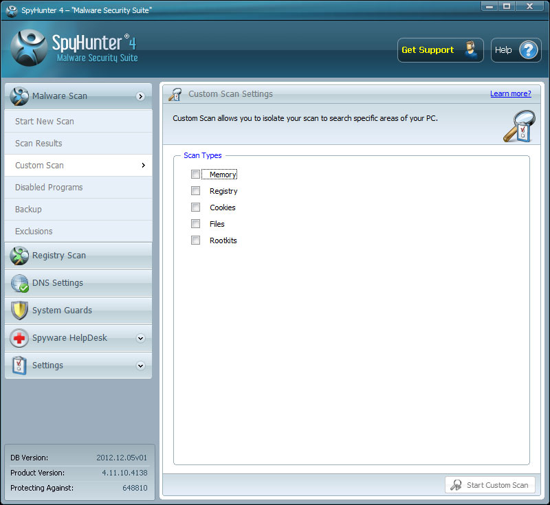 Скриншот (снимок экрана) SpyHunter