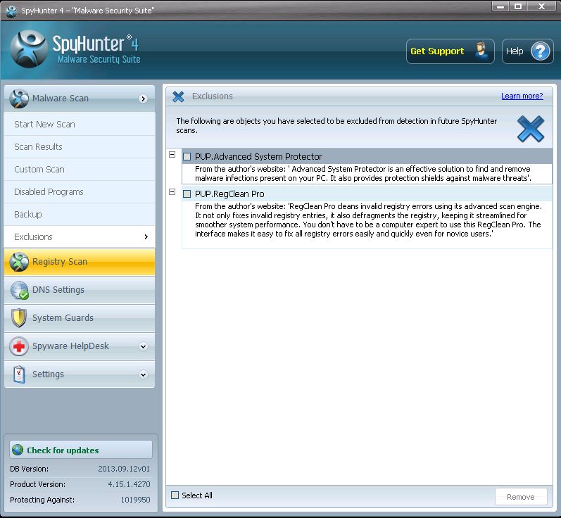 Скриншот (снимок экрана) SpyHunter