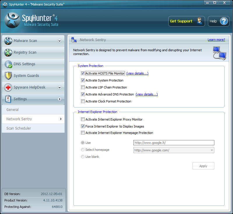 Скриншот (снимок экрана) SpyHunter