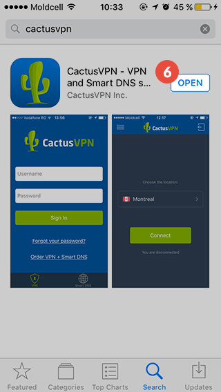 Скриншот (снимок экрана) CactusVPN