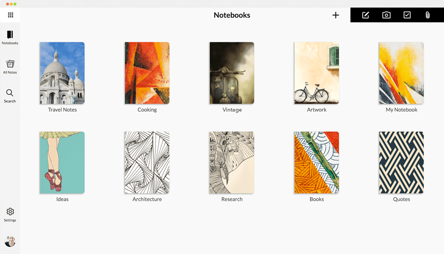 Скриншот (снимок экрана) Zoho Notebook