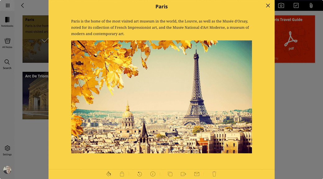 Скриншот (снимок экрана) Zoho Notebook