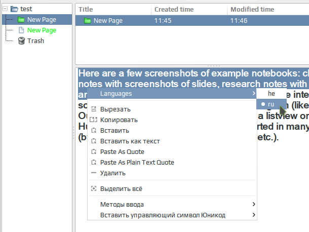 Скриншот (снимок экрана) KeepNote
