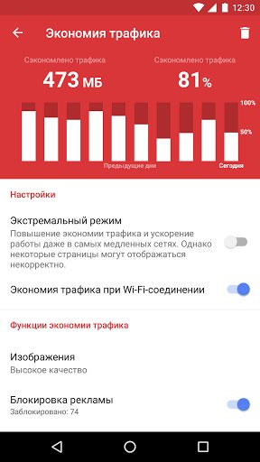 Скриншот (снимок экрана) Opera Mini