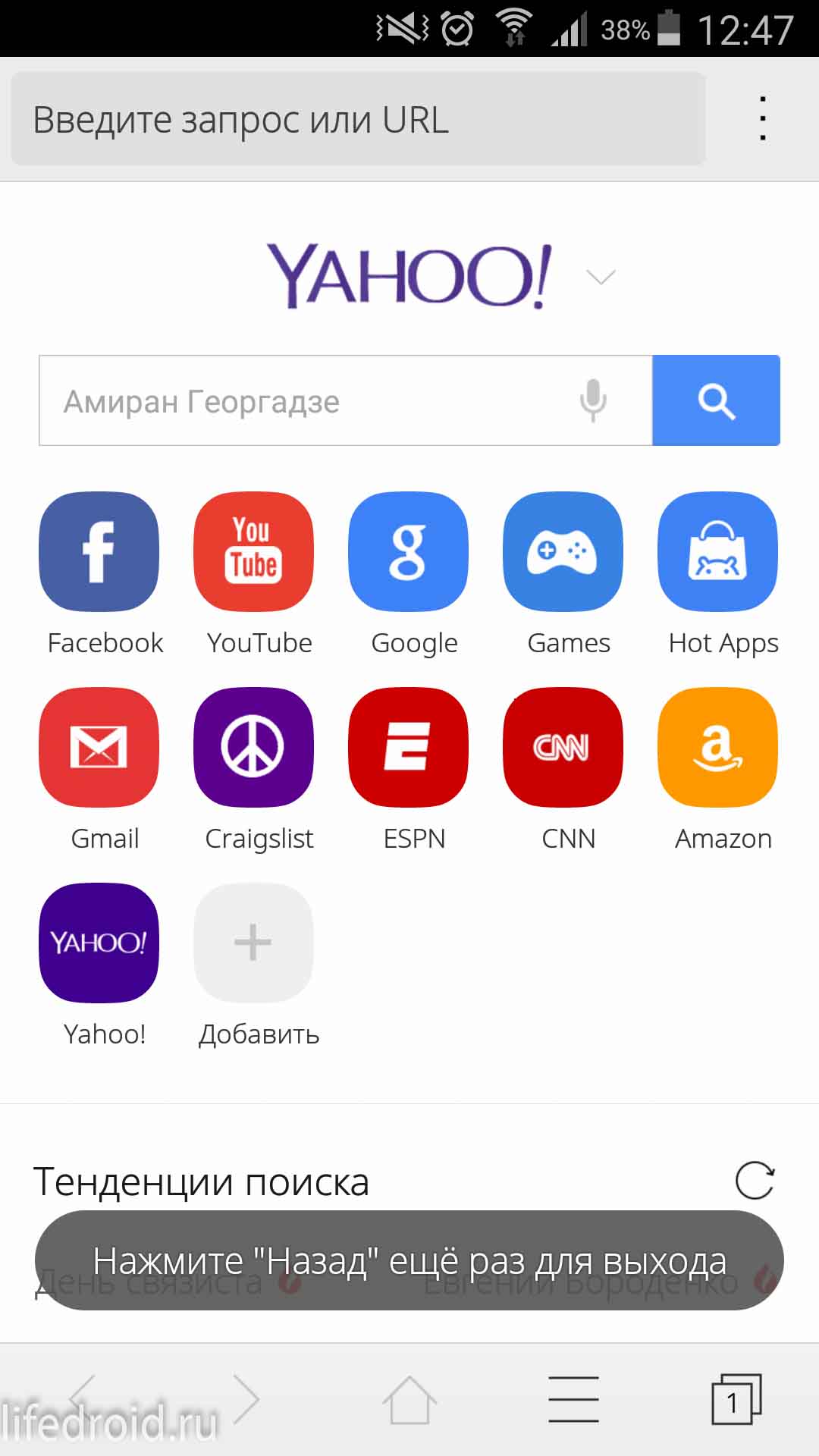 Скриншот (снимок экрана) CM Browser