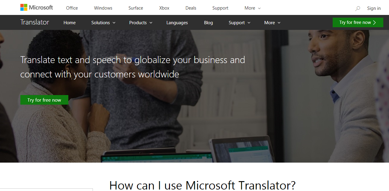 Скриншот (снимок экрана) Microsoft Translator