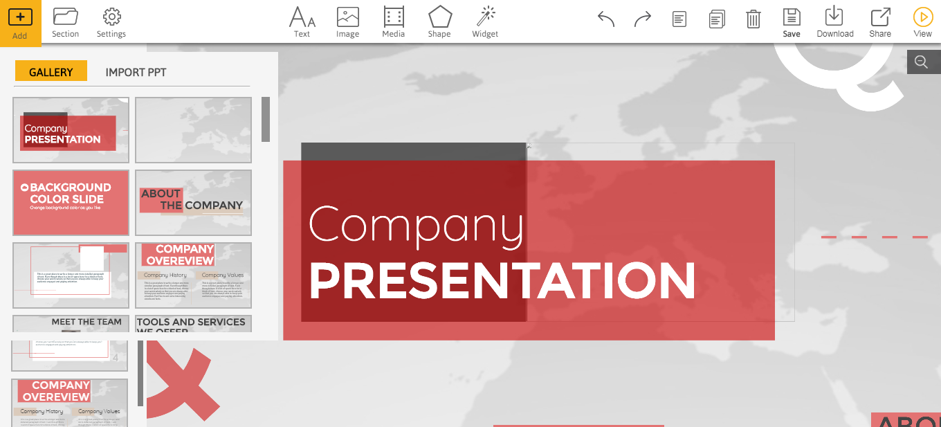 Скриншот (снимок экрана) Emaze