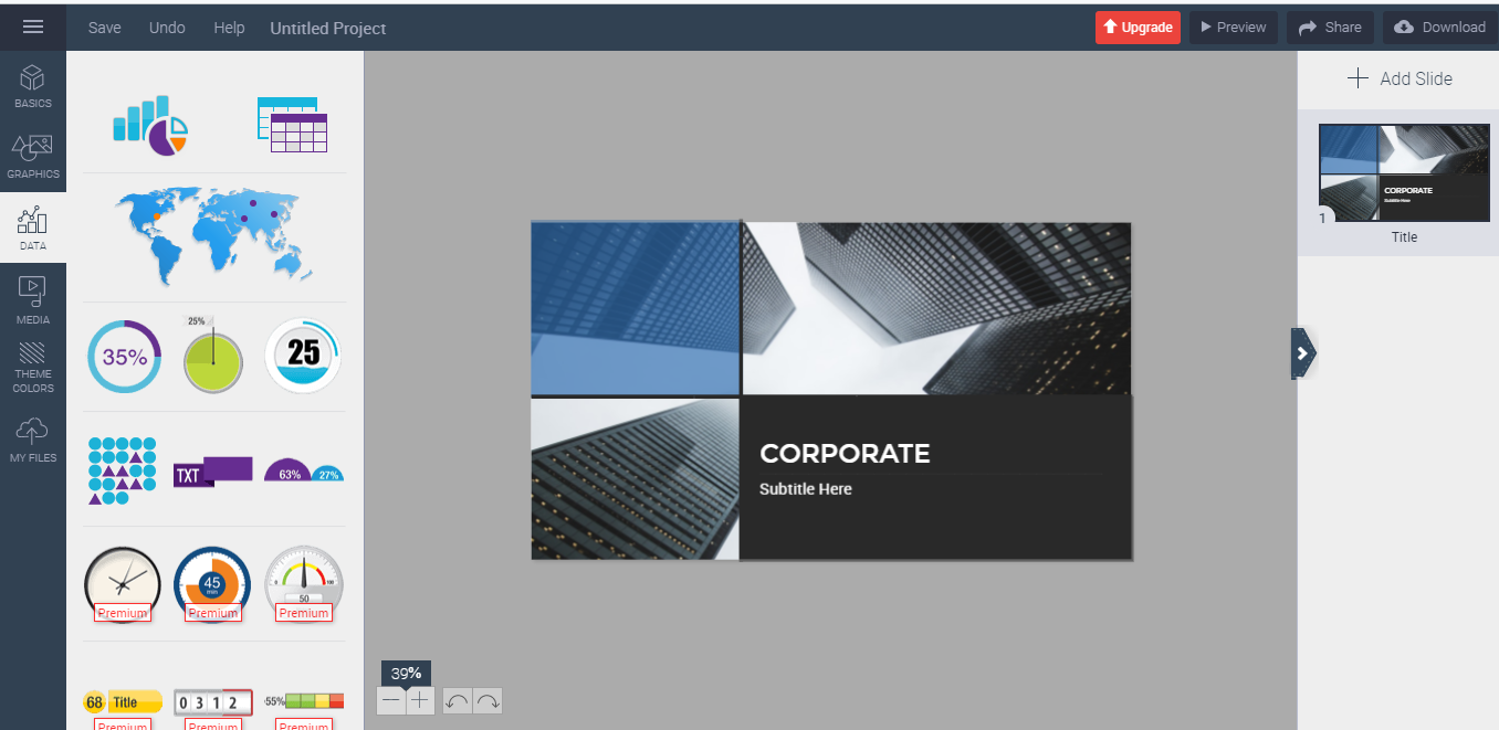 Скриншот (снимок экрана) Visme