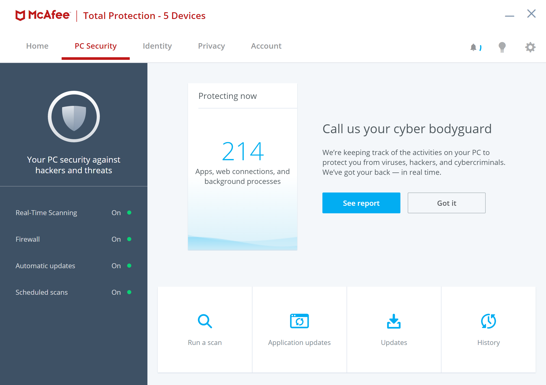 Скриншот (снимок экрана) McAfee Total Protection