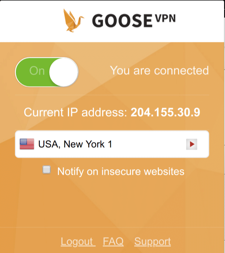 Скриншот (снимок экрана) Goose VPN