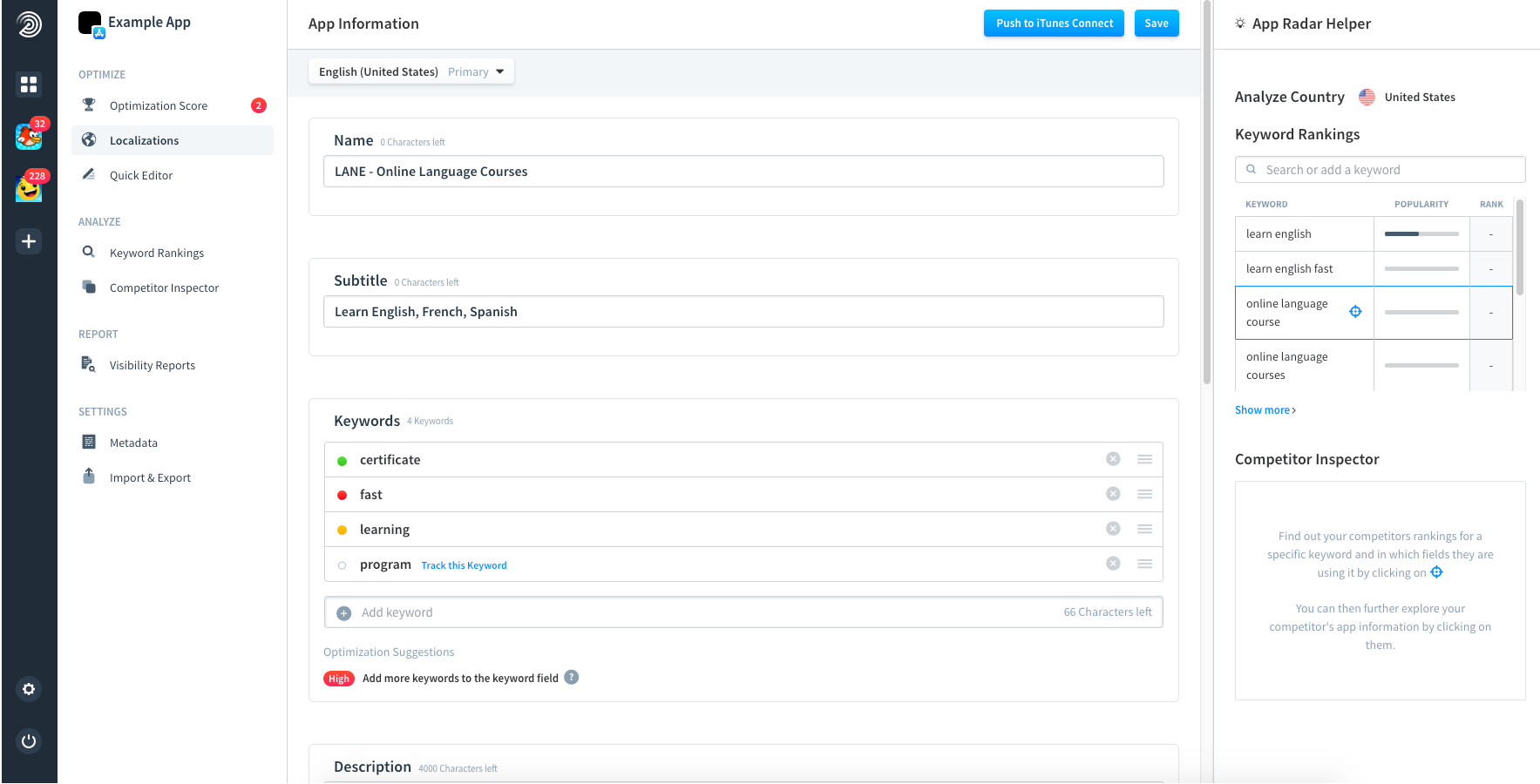 Скриншот (снимок экрана) App Radar
