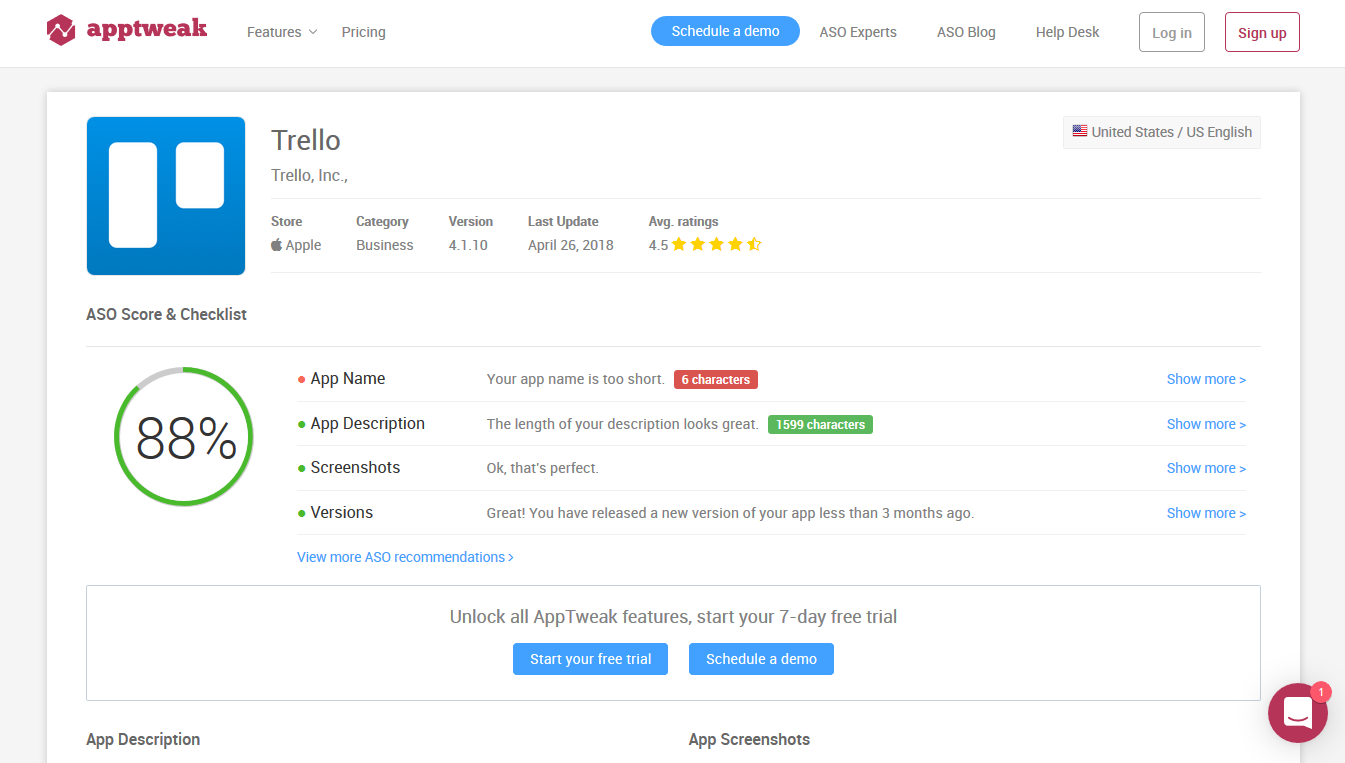 Скриншот (снимок экрана) AppTweak