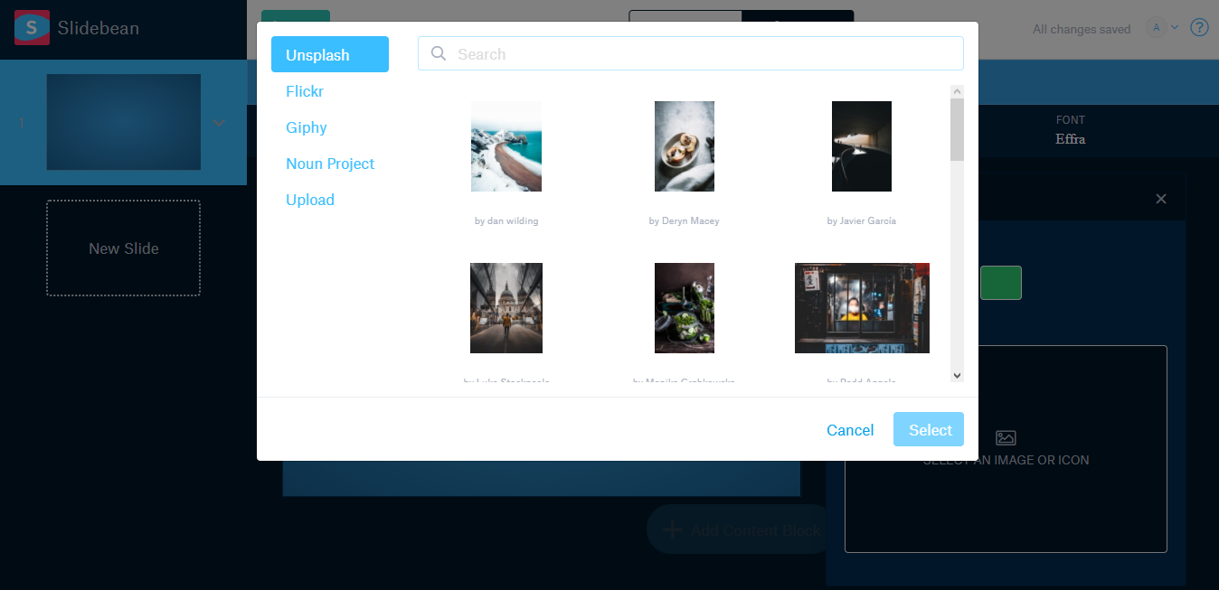 Скриншот (снимок экрана) Slidebean